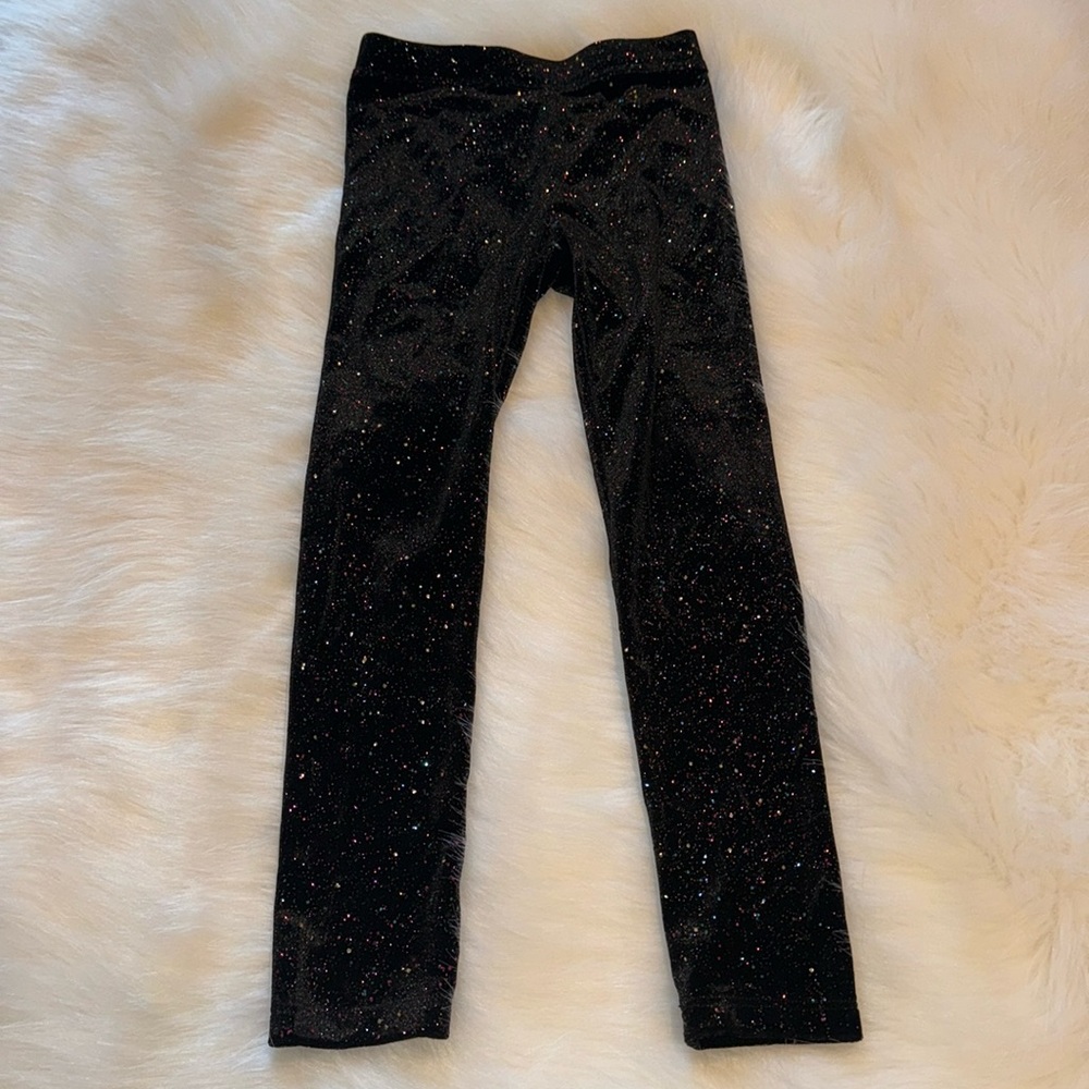 J Crew sparkle black velvet leggings size 6-7